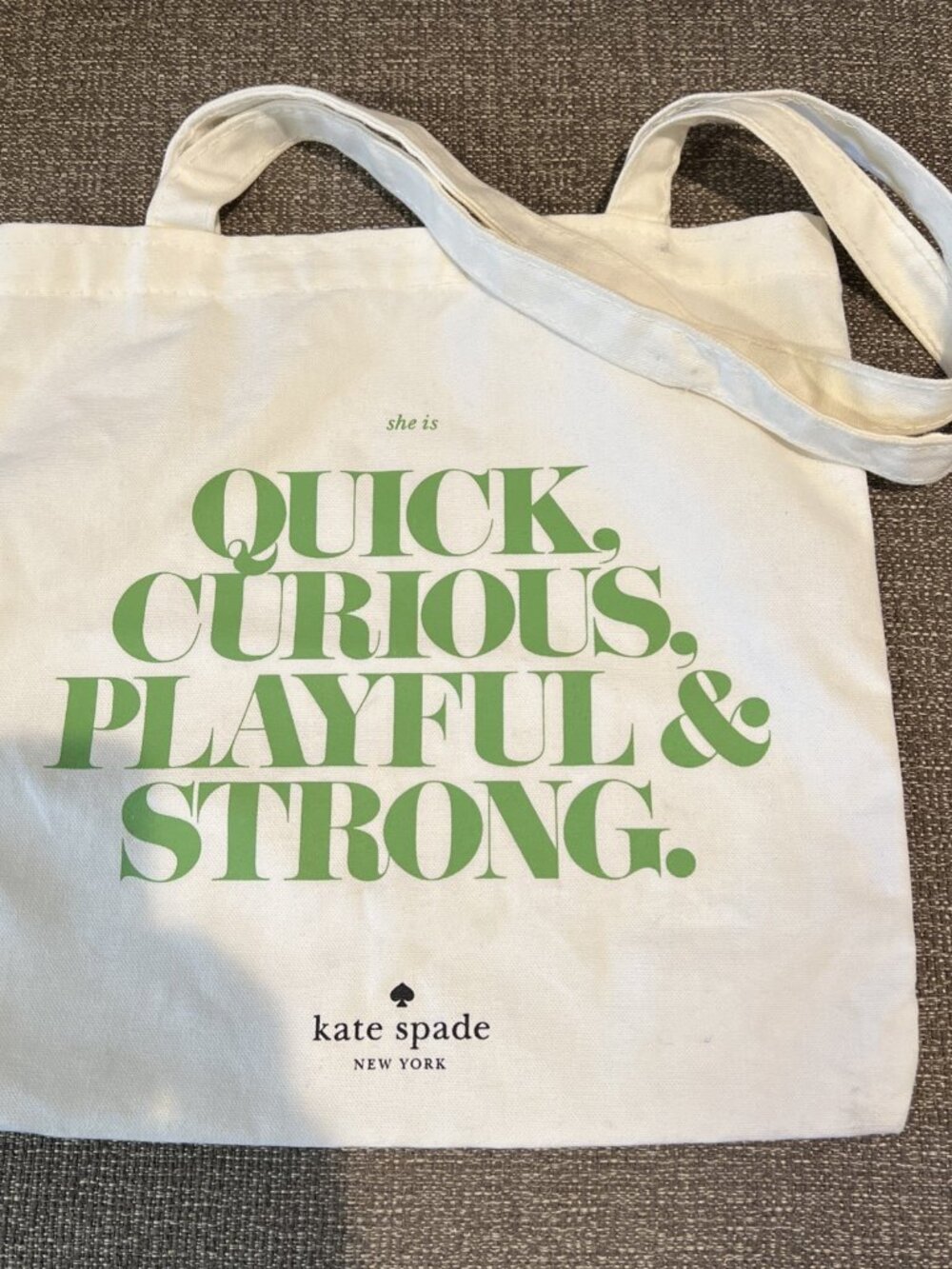 Vintage Kate Spade Large White Canvas Tote Bag 14" X 13" Gently Used